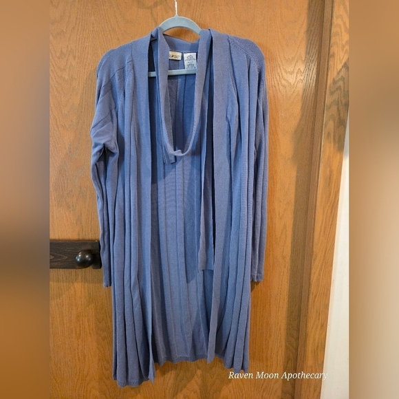 White Stag Sweaters - Blue Long Cardigan with Scarf